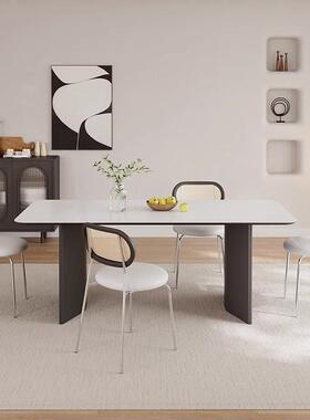 实木纯桌白岩板餐桌意式家用饭MRB黑色简约工桌师设计师家作台设