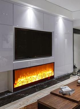 高端2d电子仿真木炭壁嵌入式法式黑色炉圆饰形火电炉装HOM火焰取