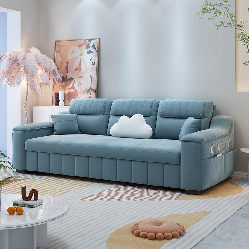 可折叠两用一体三p2人沙发床易化留宿简休客厅小户型推拉闲直排梳