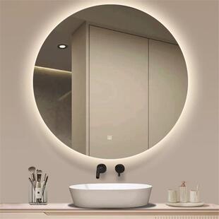 圆形子挂墙智能浴间室镜卫生带灯led触331摸镜屏感防雾发光壁挂应