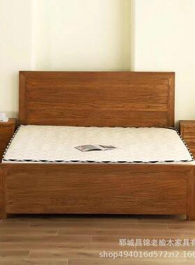 实木床约主卧老榆木双人151.8米储物床床卧室简家用落.地靠LTR背