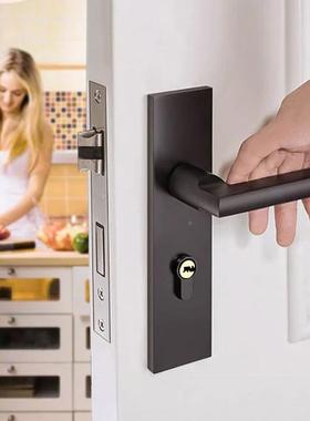 基房锁业美JY005式黑色亚锁门锁太空铝内静音卧室门锁卫生间实木