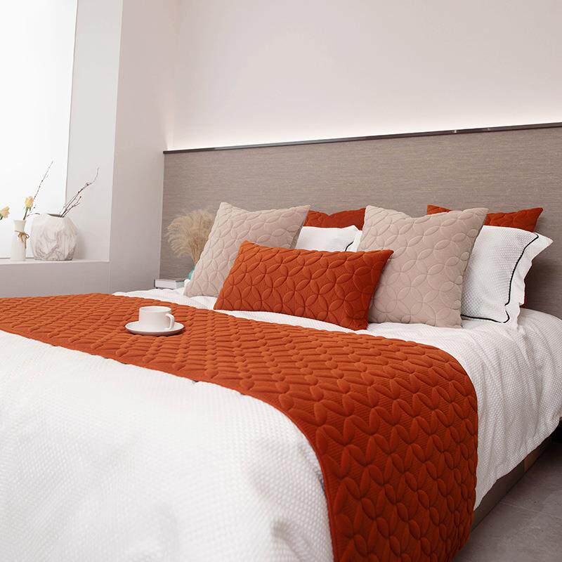 现代简约缝橙色抱枕几何绗样板搭JY910-JY间客厅沙发靠酒垫民宿店