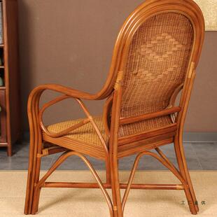 藤椅老人专用天然KZU藤单人老藤式藤靠背椅电脑办公休闲久坐真阳