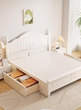 美全实木床双人床现代简约主1.8m白色公卧主单床奶婚油629#式风床