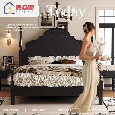 法式用轻奢实木床家大美双人床小户型1.5m1.8VLTm中古风式婚床主