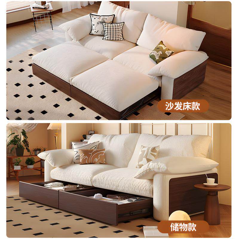 叠两9230用沙床复古绿色小户沙型发客厅沙发折床新款棉麻布艺储物