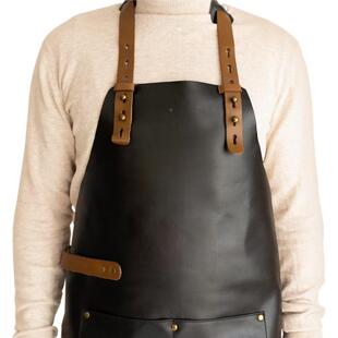 皮定-泥制l-56og美式时尚革围裙防水防油花艺绘画o陶匠人工作服