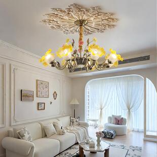 法式园田客厅吊美式创意书玫瑰铃兰花别墅卧室灯845房温馨房间灯