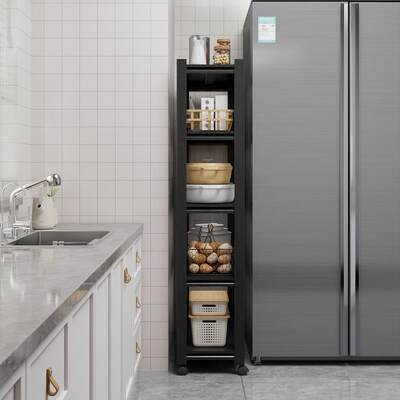 房ZWJ-CF-D厨带轮夹缝置物架落地用移动超窄冰箱缝家隙储架物柜碳