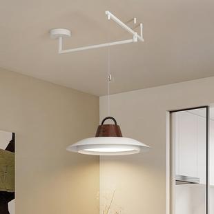 臂渔夫帽餐厅灯中古创意吧台厅20吊25新款 34奶油风可位移餐饭桌摇