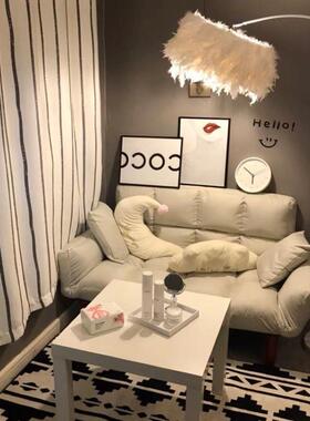 奶油风沙ZEJ小户型客厅家沙用易折叠沙发发床可躺多功能简双人布