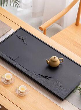 OYF整块乌金石茶盘嵌入式功夫原家炉石头单用盘电磁茶台