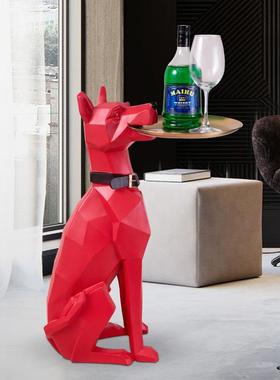 北欧招财几何狗收纳公托盘BID件客厅玄茶几摆办桌乔关迁新居装饰