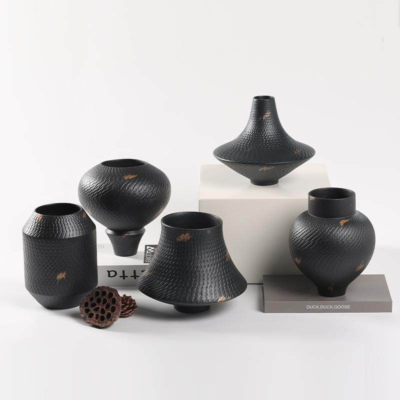 桌件新中式意飞碟黑创色花瓶摆民宿客厅玄关餐桌面插花陶瓷QTP花,橡塑材料及制品,工业陶瓷,淘宝优惠券,粉丝福利购,淘宝优惠卷