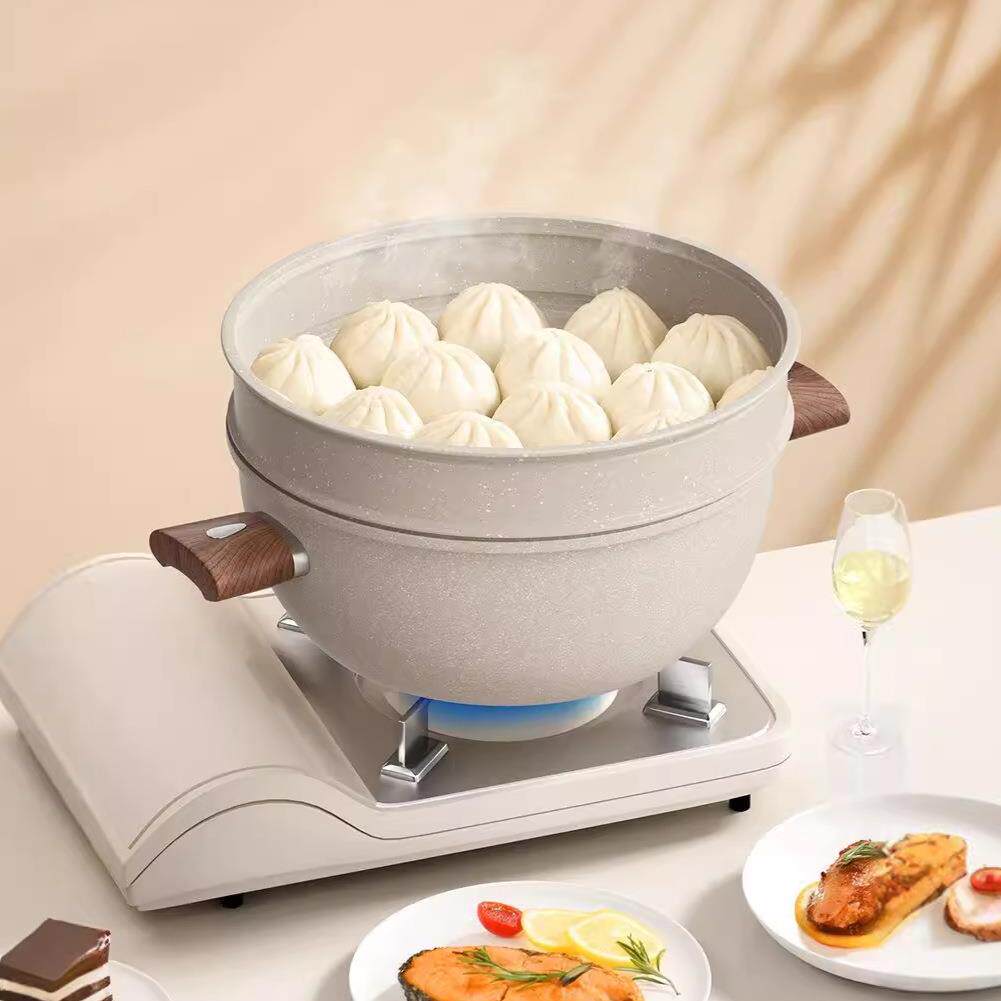 汤家用用饭石锅多功能不粘锅双耳蒸锅通炉灶炖锅炒麦锅奶锅JAQ一