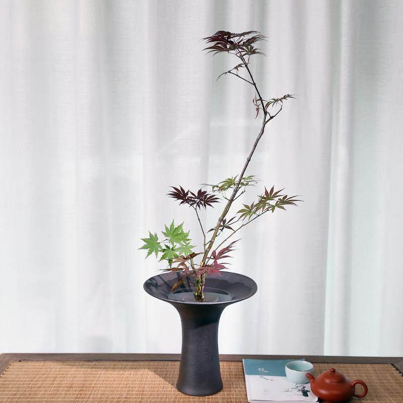 山池RSG坊陶瓷花砂瓶束腰花器磨黑日式意禅复古鲜花剑干花插花器,家居饰品,花盆,淘宝优惠券,粉丝福利购,淘宝优惠卷