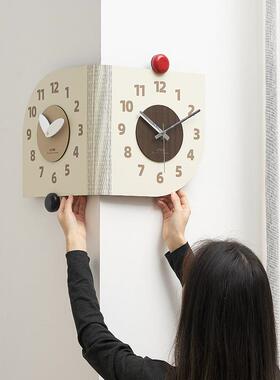 WOOM屋准双面转角挂钟20TYOS5142O5新款客简约厅拐Z角创意时钟装