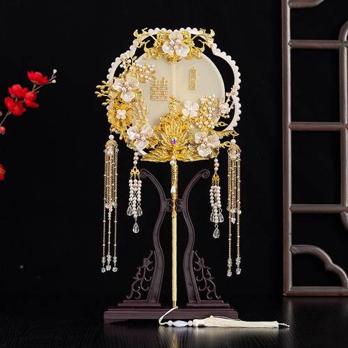 新面娘团扇手DI0001Y材料包双高成品喜扇中式工秀禾服出级嫁结婚