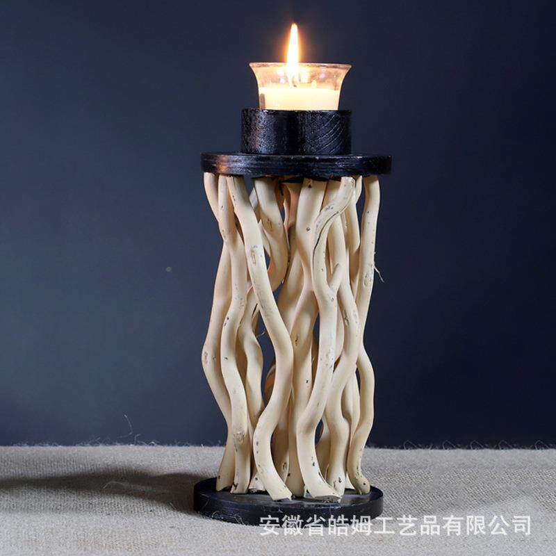 厂家销售手工质烛台朽木树枝复木古蜡烛台烛光浪漫意晚根餐创CF19
