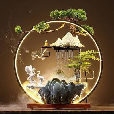 开创客厅玄关办公室桌面流水招财意生乔财TM-64054摆件喷泉迁新家