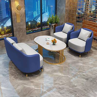 北轻奢无品牌/楼酒店大堂会欧客区接待沙桌发简约售处商务洽谈沙