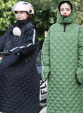 托骑车电动车防罩女冬季加厚防寒保暖防水风连帽电瓶摩车36052衣