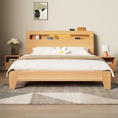 实木床1.XSV5m米双人床家经用简约现代1.8米房出租用济型1单人木