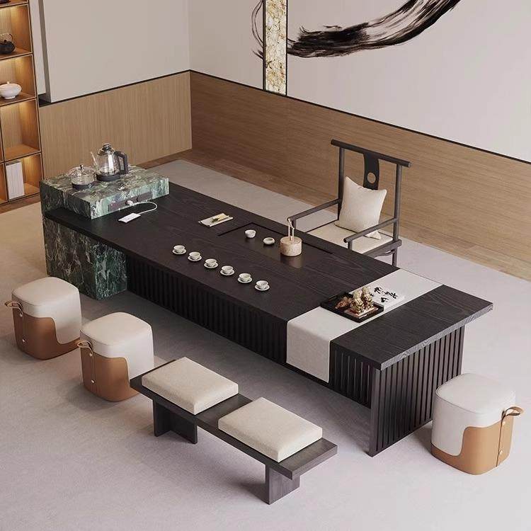 实木办公室接待泡茶桌新中式岛台家茶用多功ORO能一现体桌代大板,商业/办公家具,茶台/茶桌,淘宝优惠券,粉丝福利购,淘宝优惠卷