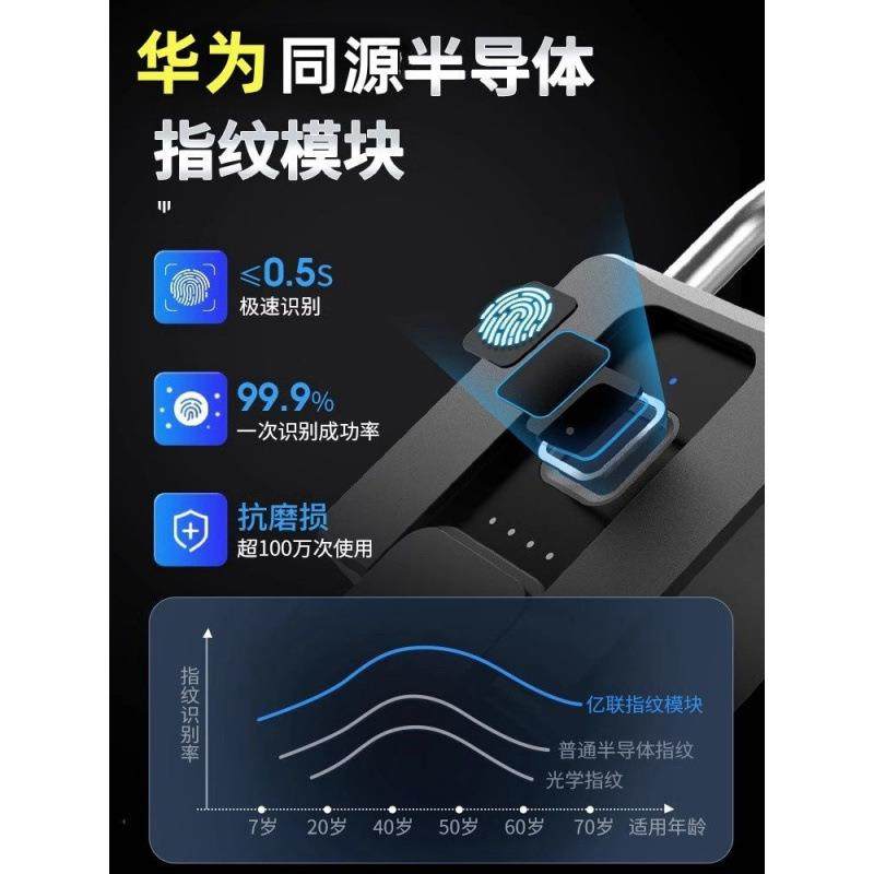 智g型能指纹挂锁大号防水纹防锈仓库防码盗柜子宿舍大门锁家用指