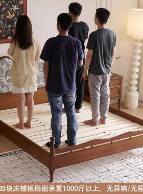 法式实双木软包师床复古奶油风1.8m设古计款人如图床卧室家具中风