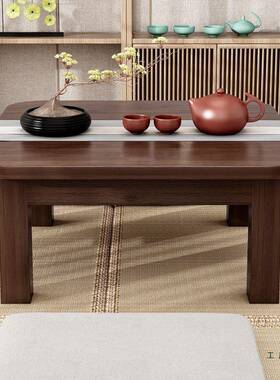 炕桌实木吃方桌楠竹榻榻VGK窗米小习茶几正方形炕上饭桌学矮桌子