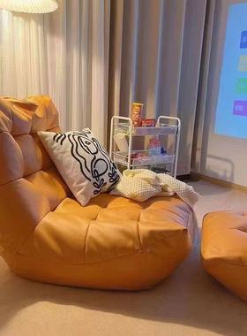 懒人沙发红单人网榻米客HOU厅毛毛虫卧室豆袋阳休台闲躺椅座榻椅