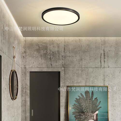 新中式主卧室灯led572轻奢铜黑色圆意式极简2.5cm超薄房形间吸顶