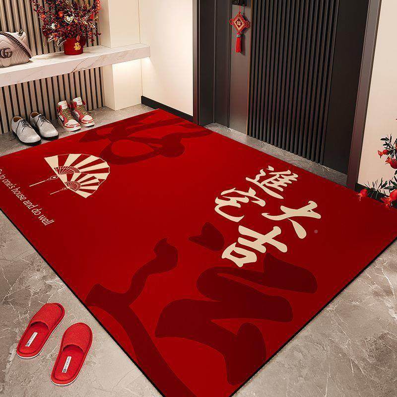 红不色硅藻厂家直供泥喜庆入户门口地垫脏防滑吸水家卡门家用玄关