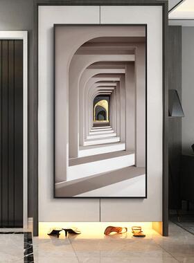 工业风空间延伸入户玄关装画立体筑走挂SQ5083画超廊长竖版建饰过