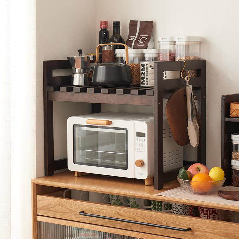 实ABQ微厨房波炉桌面多两层置物架落木地烤箱收纳架子家用功能层