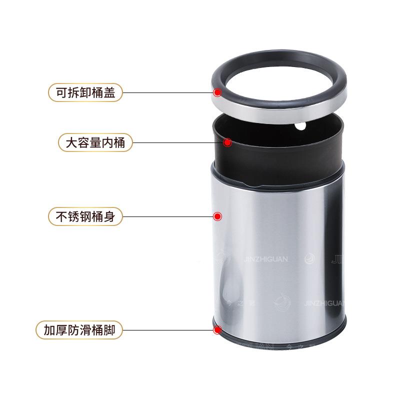 商用酒店XWU直客房厨房圆形办公室形无投方10L盖不锈钢垃圾桶厂家