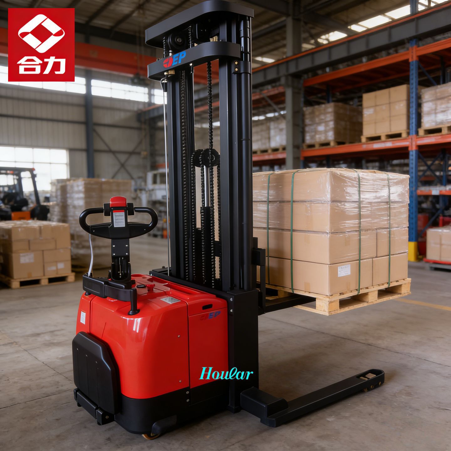 CDD14-920合力wwp宽支腿电动堆垛车1.4吨3米堆高机全自动搬运叉车