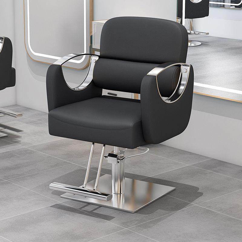 网理发椅子美发灰店椅子红发廊不锈钢扶升降旋转剪黑色上座手YCC