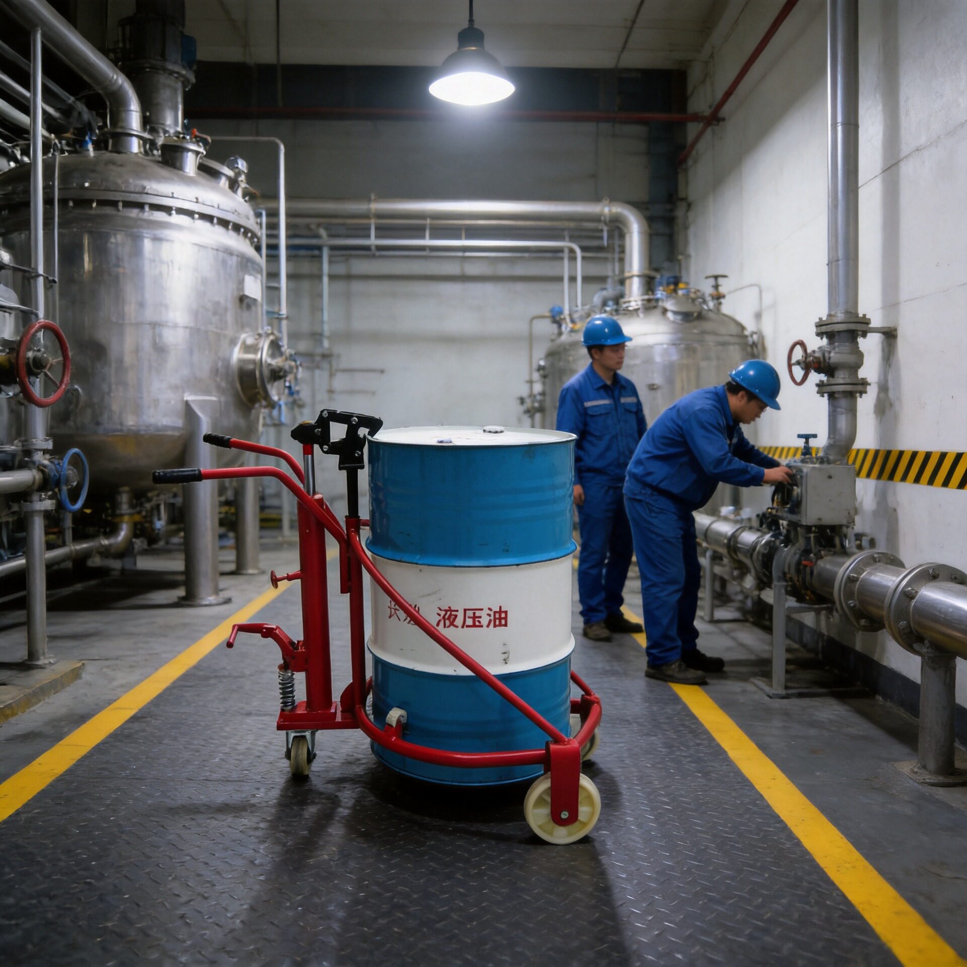 手推油桶车200L搬运车电动液压翻转倒料鹰嘴塑料化工桶手拉