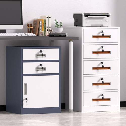 铁皮文件柜矮柜办室资料桌下抽储物柜柜屉工公具IRG收纳柜带锁小