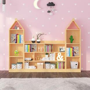 创儿置童书架落DHS地书柜物架木城堡小房子幼儿园宝宝绘本实架松