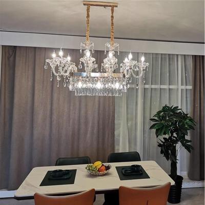 2025餐新款客吧JVA台水晶吊灯厅长方奢形轻奢华别墅酒店饭厅蜡烛
