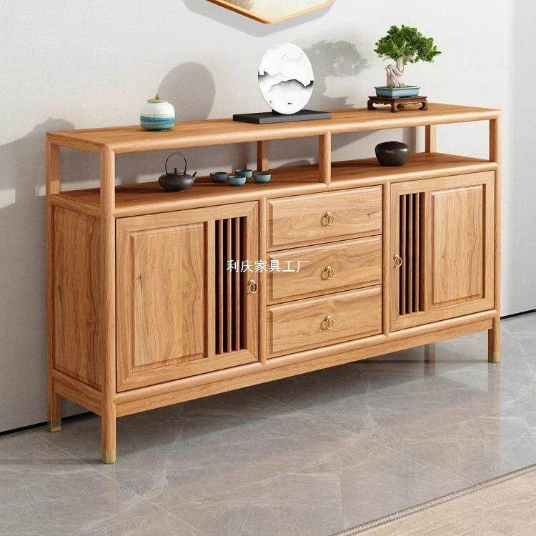 玄关靠柜酒茶水柜WSF实物木墙柜柜榆木储黑胡桃木色