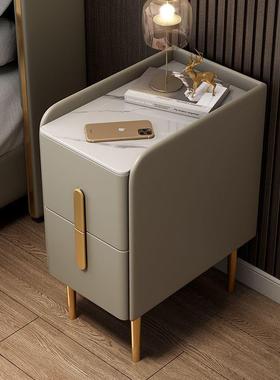 新款全实XBU岩板皮质床头柜迷木智你能红轻奢网储物柜家用卧室置