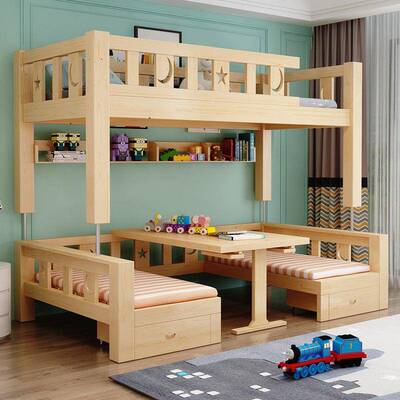 实木上下床童床层床儿37513高低床子母床双上床下桌上下铺能多功