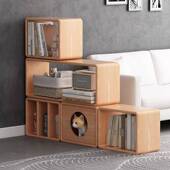 桌面小柜门子储物自由组合格子柜桌上GZH书架带柜柜书柜柜置木矮