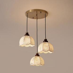 床头吊灯卧主卧中古奶油室667风吧法式古餐台厅过道玄关布艺小吊