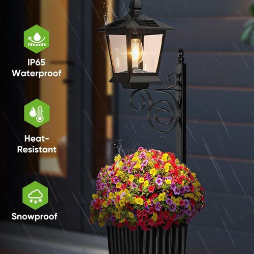 跨境爆款Solar Flower Pot Lamp太阳能花盆灯